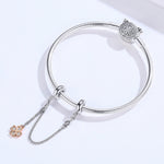 Chaîne de sécurité trèfle plaquée platine en argent sterling S925, accessoires de bracelet DIY, SCC1261