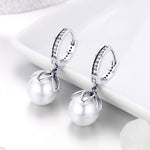 Boucles d'oreilles rondes en coquillage, simples, pour femmes, en argent, SCE482