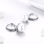 Boucles d'oreilles rondes en coquillage, simples, pour femmes, en argent, SCE482