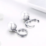 Boucles d'oreilles rondes en coquillage, simples, pour femmes, en argent, SCE482