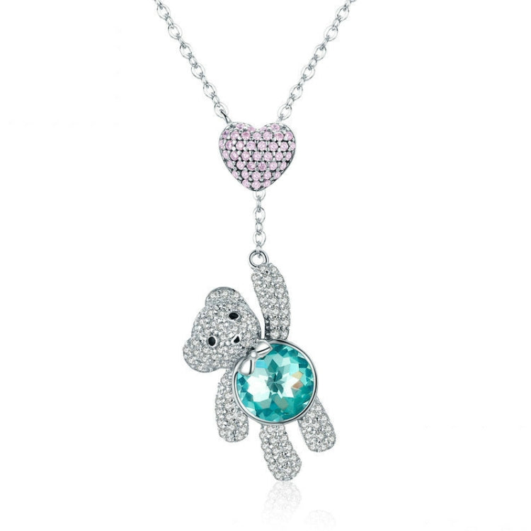 Collier Ours Mignon en Argent Sterling S925 Plaqué Or Rose avec Zircon, SCN271