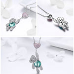 Collier Ours Mignon en Argent Sterling S925 Plaqué Or Rose avec Zircon, SCN271