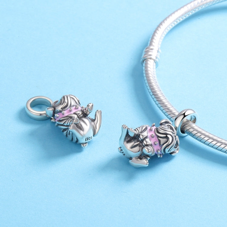 Accessoire de bracelet perlé avec pendentif Bouledogue en argent sterling S925, SCC552