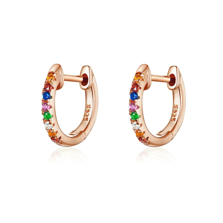 Boucles d'oreilles arc-en-ciel en argent sterling S925, boucles d'oreilles en zircon, or rose, or, blanc