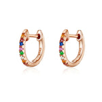 Boucles d'oreilles arc-en-ciel en argent sterling S925, boucles d'oreilles en zircon, or rose, or, blanc