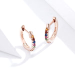 Boucles d'oreilles arc-en-ciel en argent sterling S925, boucles d'oreilles en zircon, or rose, or, blanc