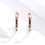 Boucles d'oreilles arc-en-ciel en argent sterling S925, boucles d'oreilles en zircon, or rose, or, blanc