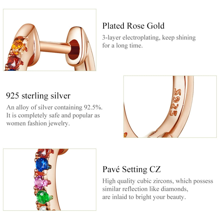 Boucles d'oreilles arc-en-ciel en argent sterling S925, boucles d'oreilles en zircon, or rose, or, blanc
