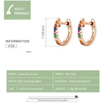 Boucles d'oreilles arc-en-ciel en argent sterling S925, boucles d'oreilles en zircon, or rose, or, blanc