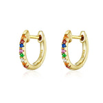 Boucles d'oreilles arc-en-ciel en argent sterling S925, boucles d'oreilles en zircon, or rose, or, blanc