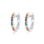 Boucles d'oreilles arc-en-ciel en argent sterling S925, boucles d'oreilles en zircon, or rose, or, blanc