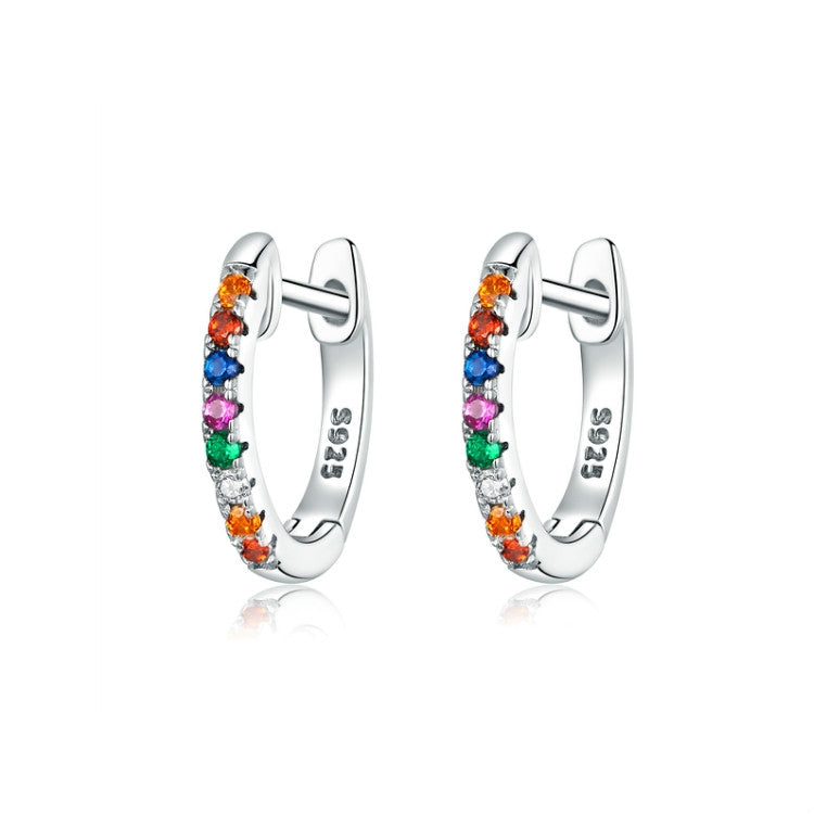 Boucles d'oreilles arc-en-ciel en argent sterling S925, boucles d'oreilles en zircon, or rose, or, blanc