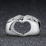 Breloque Coeur-à-cœur Mains Jointes pour Bracelet DIY, en Argent Sterling S925, SCC125