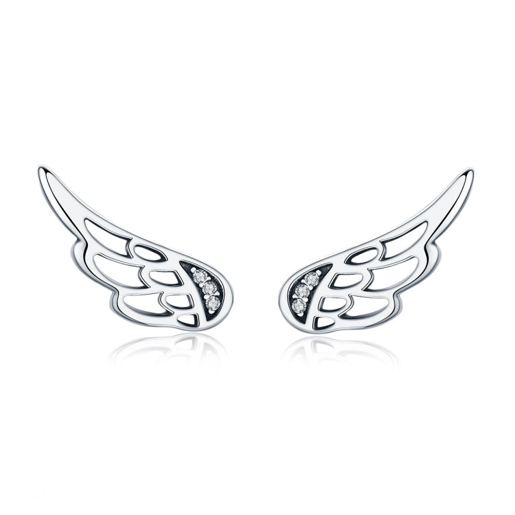 Boucles d'oreilles clous en argent sterling en forme d'ailes, simples, en argent S925, argent, or rose