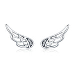 Boucles d'oreilles clous en argent sterling en forme d'ailes, simples, en argent S925, argent, or rose