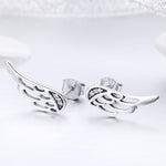Boucles d'oreilles clous en argent sterling en forme d'ailes, simples, en argent S925, argent, or rose