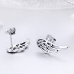 Boucles d'oreilles clous en argent sterling en forme d'ailes, simples, en argent S925, argent, or rose