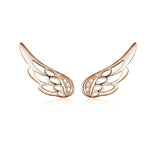 Boucles d'oreilles clous en argent sterling en forme d'ailes, simples, en argent S925, argent, or rose
