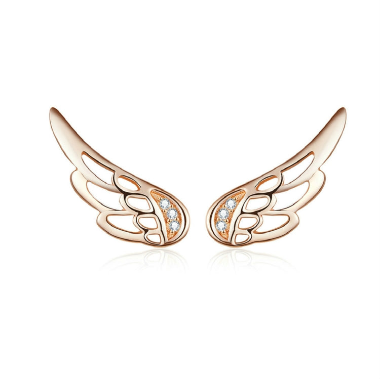 Boucles d'oreilles clous en argent sterling en forme d'ailes, simples, en argent S925, argent, or rose