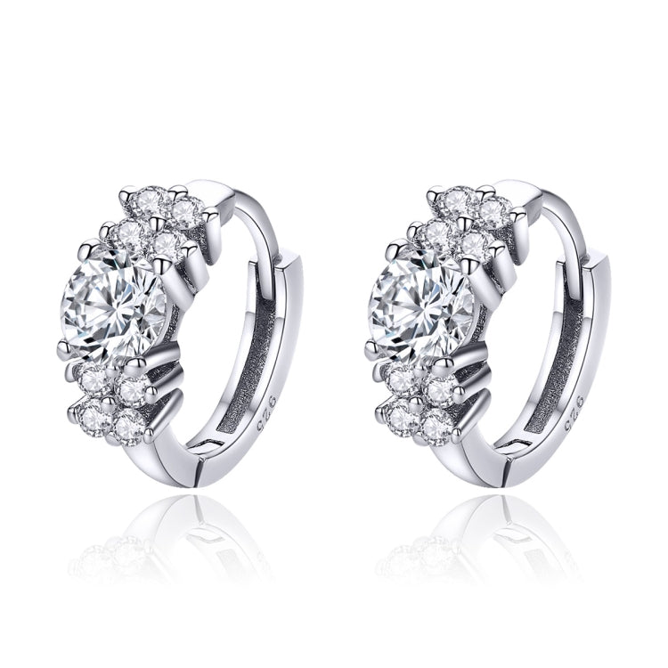 Boucles d'oreilles en Argent Sterling Zircon Tempérament Simple S925, Argent, Or