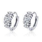 Boucles d'oreilles en Argent Sterling Zircon Tempérament Simple S925, Argent, Or
