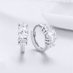 Boucles d'oreilles en Argent Sterling Zircon Tempérament Simple S925, Argent, Or