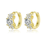Boucles d'oreilles en Argent Sterling Zircon Tempérament Simple S925, Argent, Or
