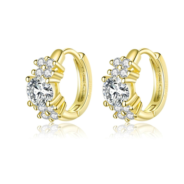 Boucles d'oreilles en Argent Sterling Zircon Tempérament Simple S925, Argent, Or