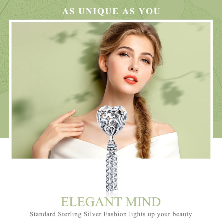 Perles en argent sterling S925 en forme de cœur d'amour, SCC722