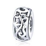 Perles Cœur en Argent Sterling S925, Motif Herbe Bouclée Vintage, SCC716