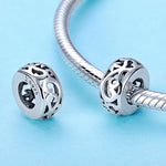 Perles Cœur en Argent Sterling S925, Motif Herbe Bouclée Vintage, SCC716