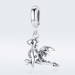 Pendentif en argent sterling S925 Drogon Breloque dinosaure Accessoires de bracelet DIY, SCC1322