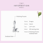 Pendentif en argent sterling S925 Drogon Breloque dinosaure Accessoires de bracelet DIY, SCC1322