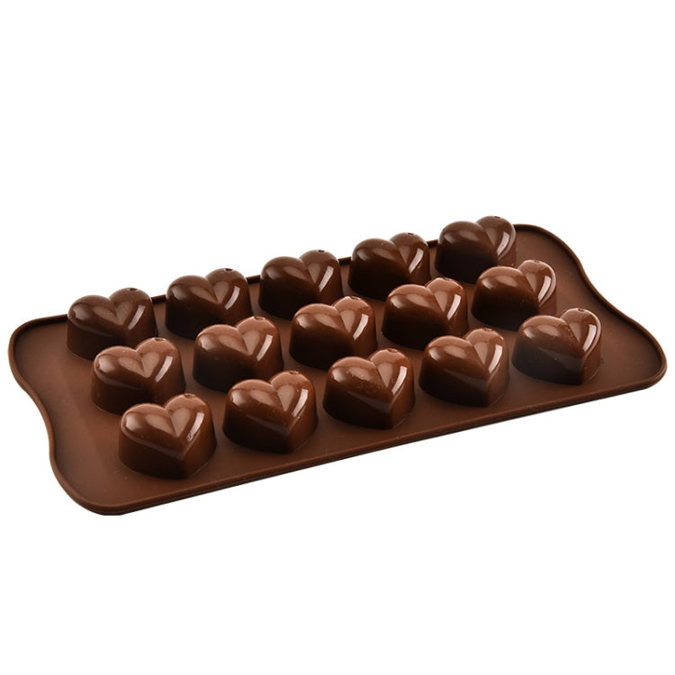Moule à gâteaux, chocolat et glaçons en silicone en forme de cœur, 8 pièces, 15 cavités, forme de cœur (marron)