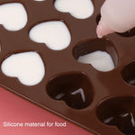 Moule à gâteaux, chocolat et glaçons en silicone en forme de cœur, 8 pièces, 15 cavités, forme de cœur (marron)