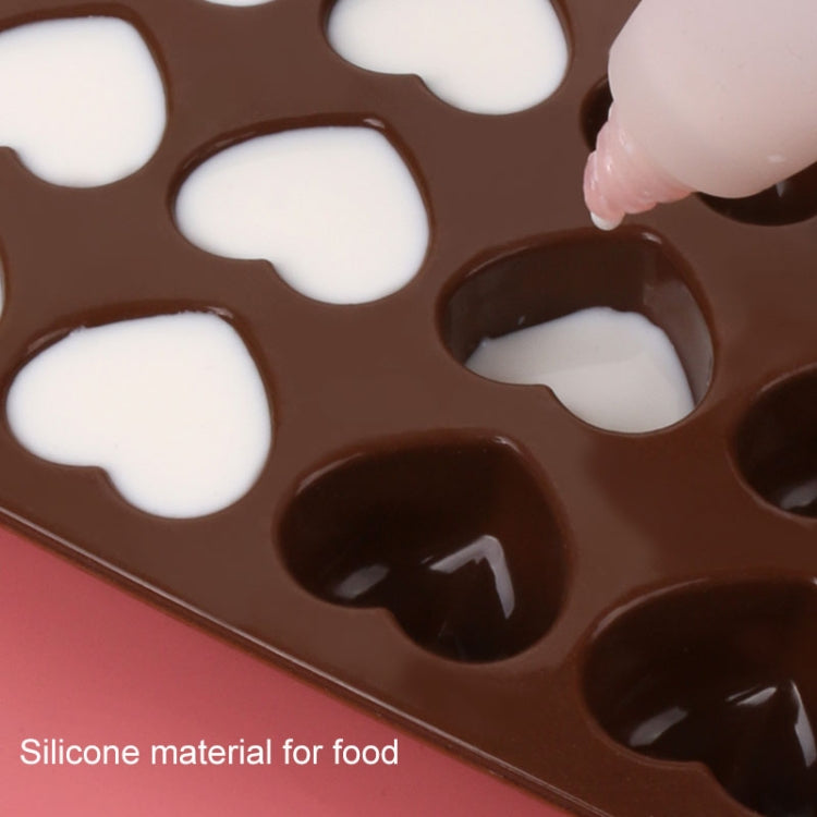 Moule à gâteaux, chocolat et glaçons en silicone en forme de cœur, 8 pièces, 15 cavités, forme de cœur (marron)