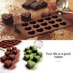 Moule à gâteaux, chocolat et glaçons en silicone en forme de cœur, 8 pièces, 15 cavités, forme de cœur (marron)