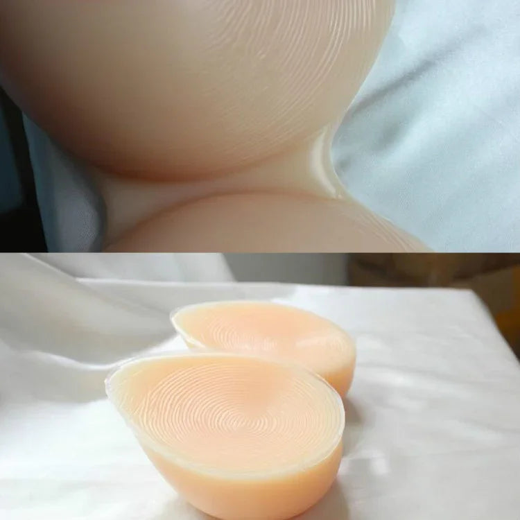 Poitrine Prothétique Transgenre, Poitrine en Silicone Conjointe pour Hommes Déguisés en Femmes, 500g Bretelle Transparente Non Adhésive, 500g Bretelle Transparente Adhésive, 600g Bretelle Transparente Non Adhésive