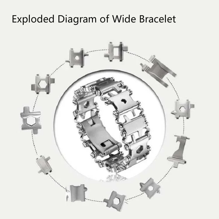 Multifunctional Stainless Steel Outdoor Survive Tool Bracelet for Men