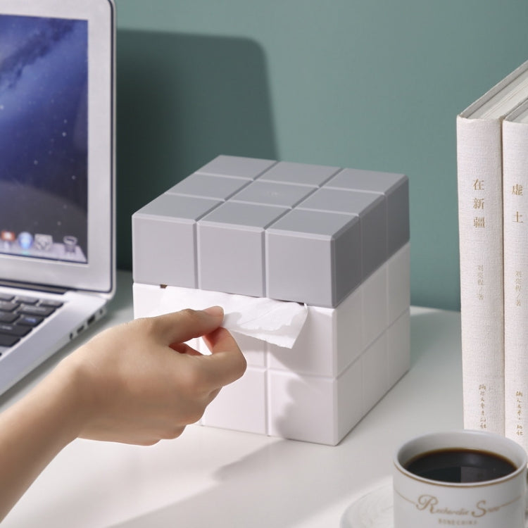 Boîte de mouchoirs cube Boîte de rangement de bureau, Blanc pur, Blanc+Gris, Blanc+Rose, Blanc+Bleu
