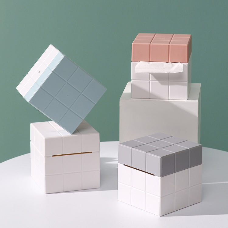 Boîte de mouchoirs cube Boîte de rangement de bureau, Blanc pur, Blanc+Gris, Blanc+Rose, Blanc+Bleu