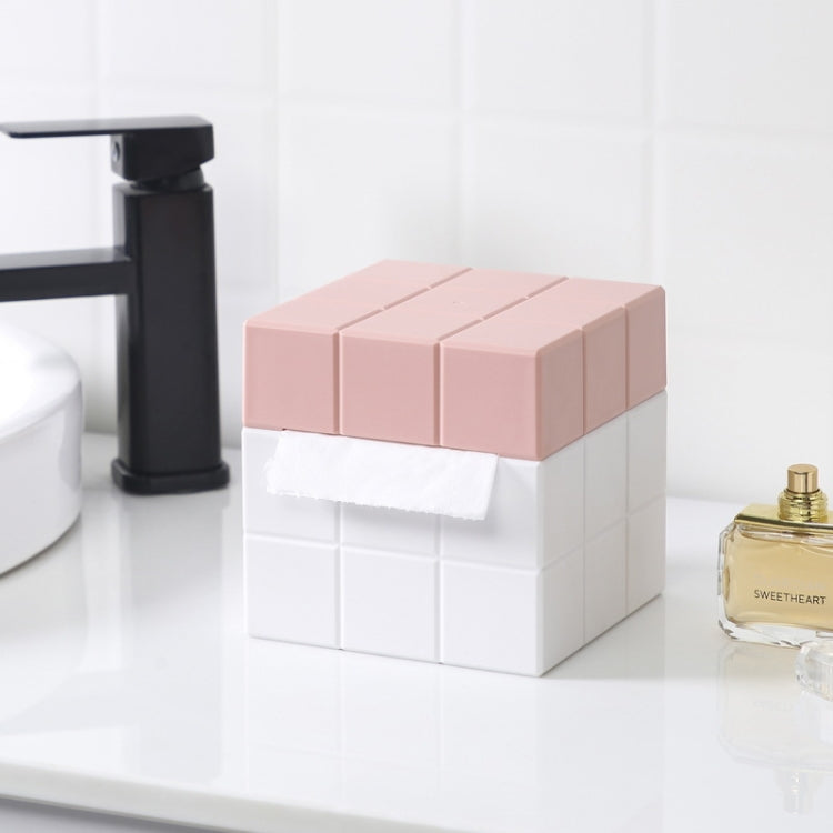 Boîte de mouchoirs cube Boîte de rangement de bureau, Blanc pur, Blanc+Gris, Blanc+Rose, Blanc+Bleu