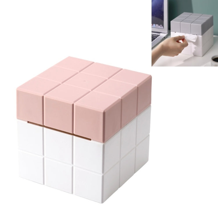 Boîte de mouchoirs cube Boîte de rangement de bureau, Blanc pur, Blanc+Gris, Blanc+Rose, Blanc+Bleu
