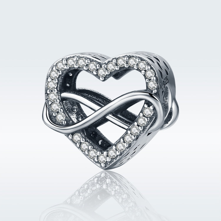 Breloques en forme de cœur creux en argent sterling S925 avec perles en diamant pour bracelet à faire soi-même, SCC432