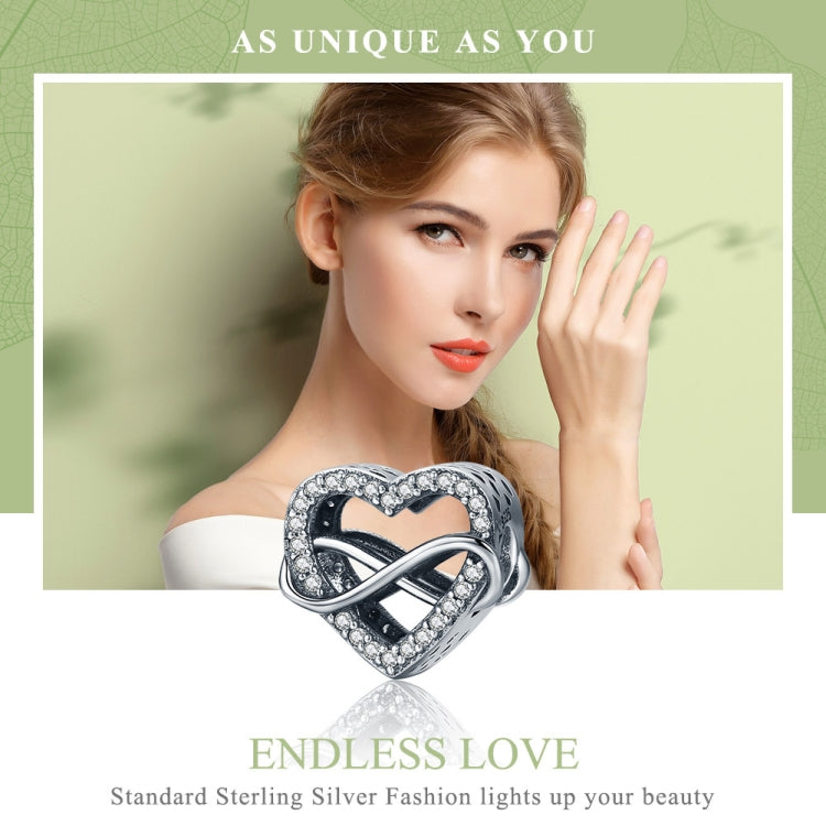 Breloques en forme de cœur creux en argent sterling S925 avec perles en diamant pour bracelet à faire soi-même, SCC432