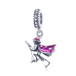 Pendentif Balai de Sorcière Magique en Argent Sterling S925, Accessoire de Bracelet DIY Goutte d'Huile, SCC914
