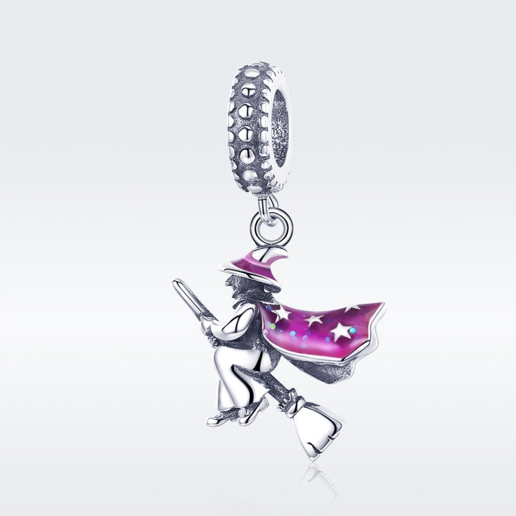 Pendentif Balai de Sorcière Magique en Argent Sterling S925, Accessoire de Bracelet DIY Goutte d'Huile, SCC914