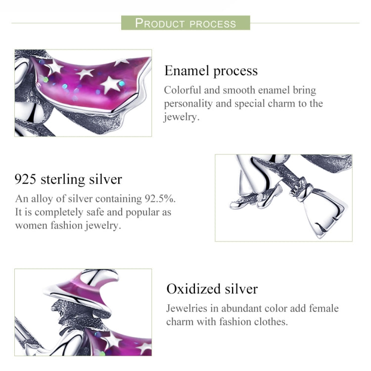 Pendentif Balai de Sorcière Magique en Argent Sterling S925, Accessoire de Bracelet DIY Goutte d'Huile, SCC914