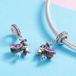 Pendentif Balai de Sorcière Magique en Argent Sterling S925, Accessoire de Bracelet DIY Goutte d'Huile, SCC914