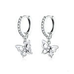 Boucles d'oreilles papillon en argent sterling S925, creuses avec zircon, SCE833